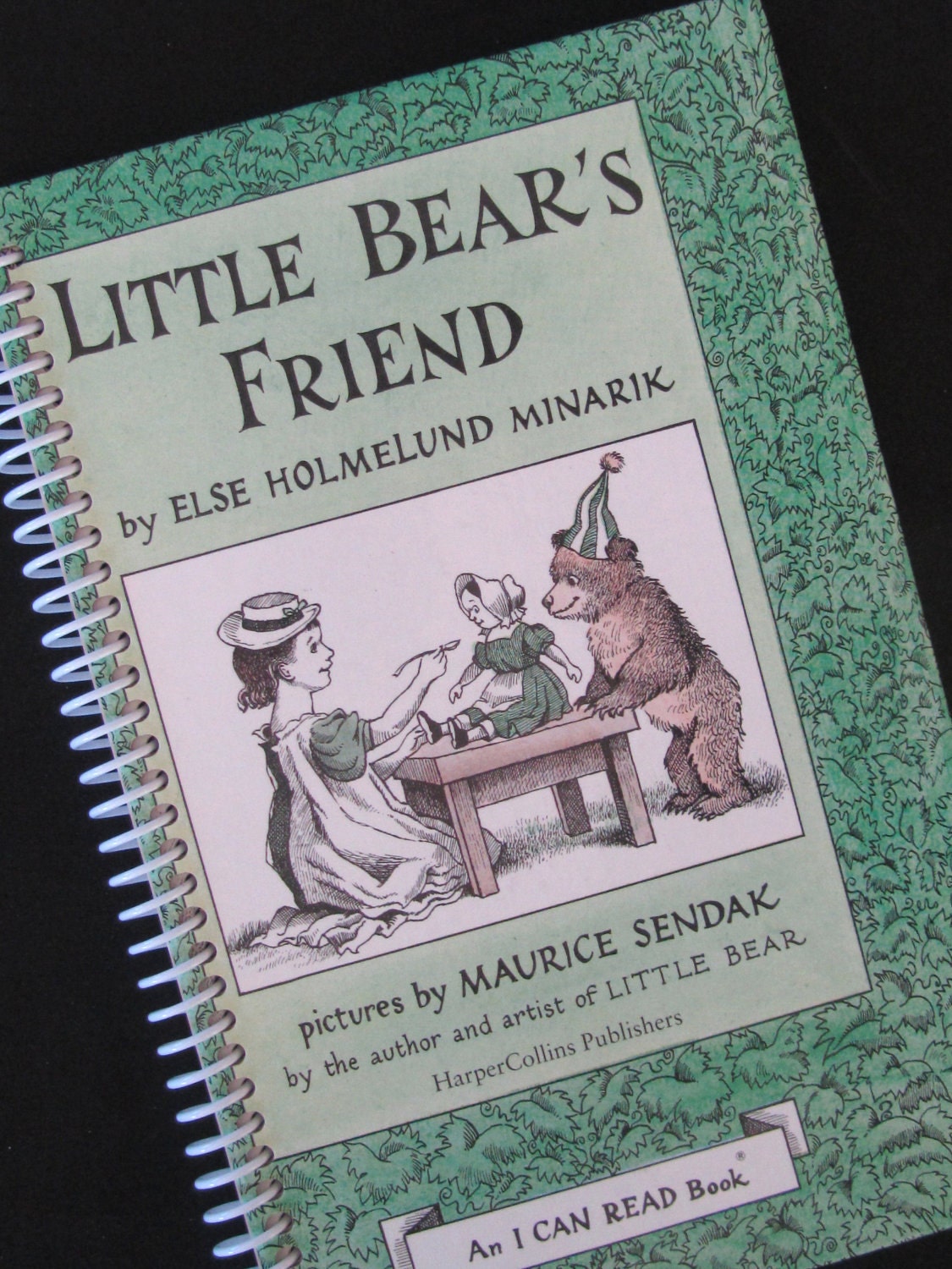 Little Bear MAURICE SENDAK book journal notebook Recycled Upcycled Spiral Bound -Elise Holmelund Minarik