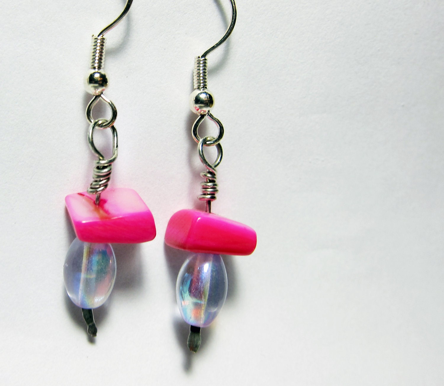 Pink Iridescent dangle earrings