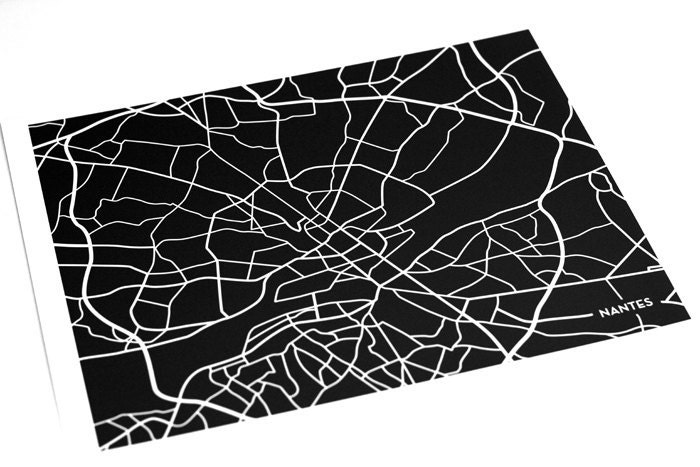 Nantes City Map Art Print / France Map Wall Art Poster Line Drawing / 8x10 Digital Print / Choose your color