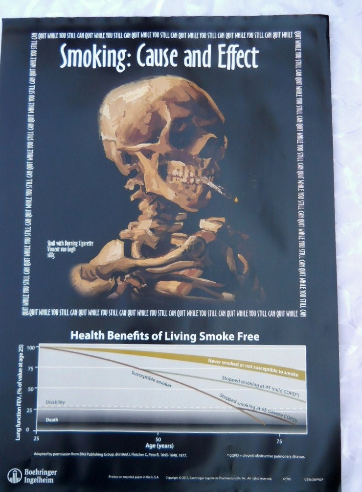 Van Gough Poster Skeleton Smoking Adevertisement Vintage