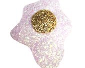 Glitter Fried Egg Brooch and Hair Clip