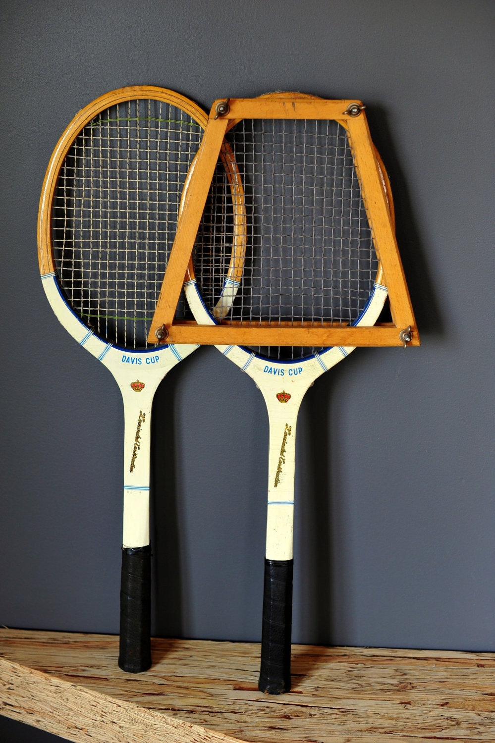 Wood Tennis Rackets Davis Cup Vintage 1950s Era