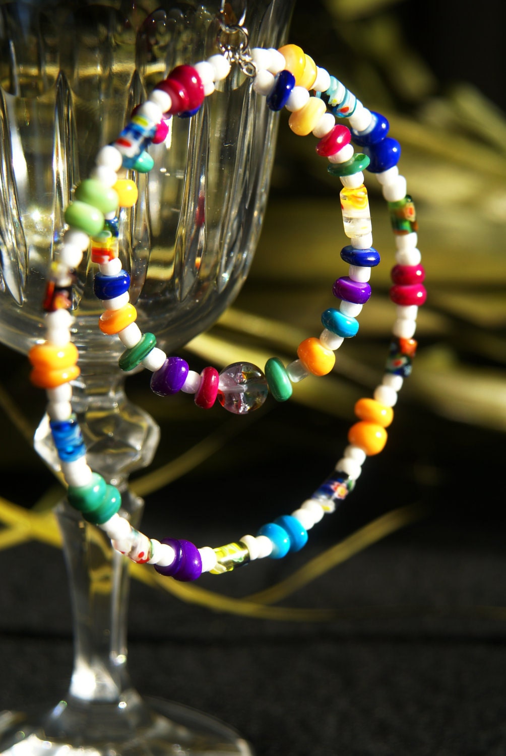 Large Beaded Double Hoop Earrings- Caribbean Carnival