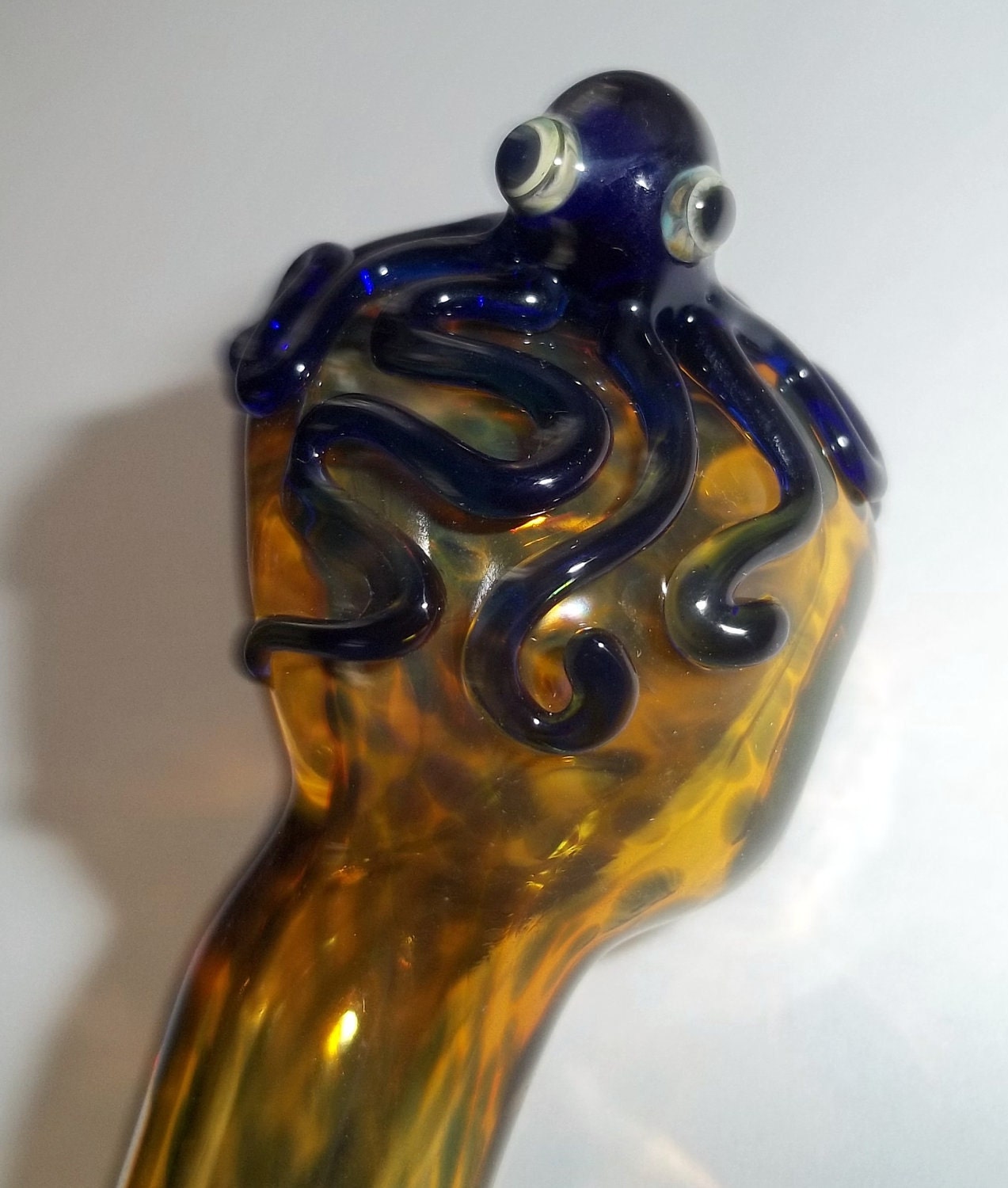 Glass Pipe, OCTOPUS Pipe, Cobalt Blue, Color Changing, Made to order CGGE TEAM