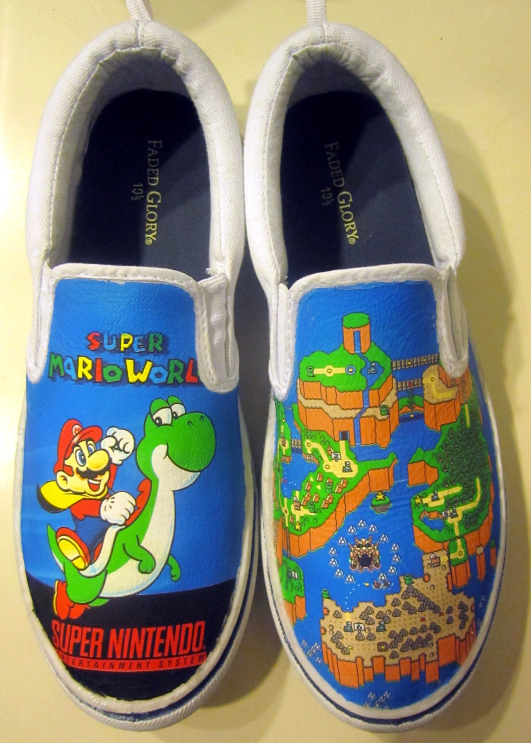 Custom Super Mario World SNES Canvas Shoes
