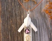 White Bird House Necklace Pendant Shabby Girls