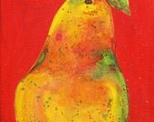 Pear, Fruit, Food, Snack - FREE SHIPPING - Sale - was 79.00 - Original Fine Art Watercolor Painting  on Canvas  by ebsq Artist Ricky Martin