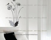 Ink Sketched Flower, Butterfly (Modern Chrysanthemum) - PEEL and STICK Removable Vinyl Wall Decal, Wall Sticker, Wall Decor (FREE shipping