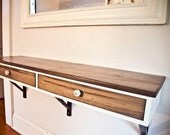 Floating Entry Table - Made to Order - Modified IKEA shelf with two drawers - Ambrosia Maple, porcelain insulator pulls