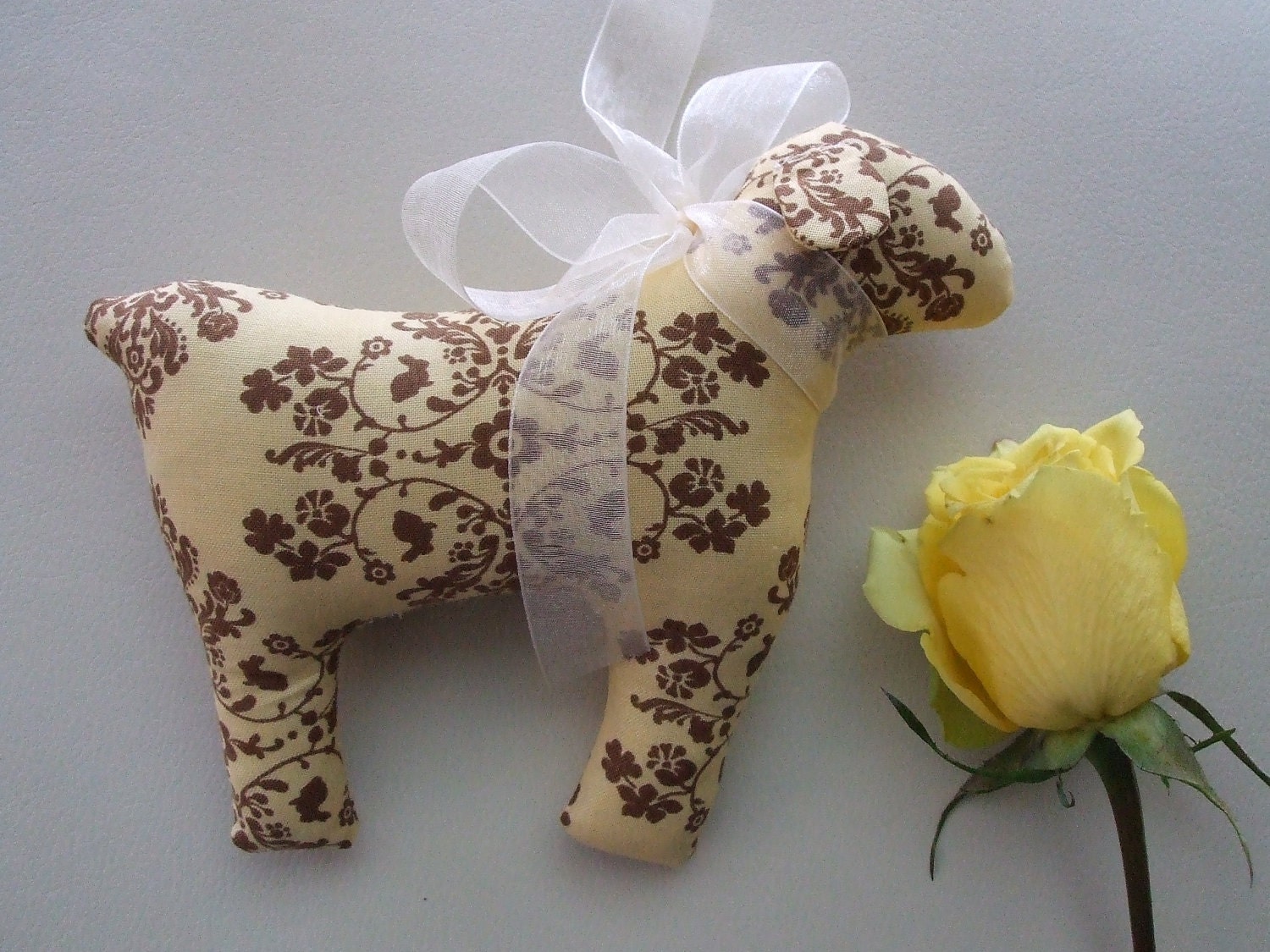 Lamb. Stuffed Lamb. Yellow and Brown. Lollipop Lamb.Toy. Home Decor.
