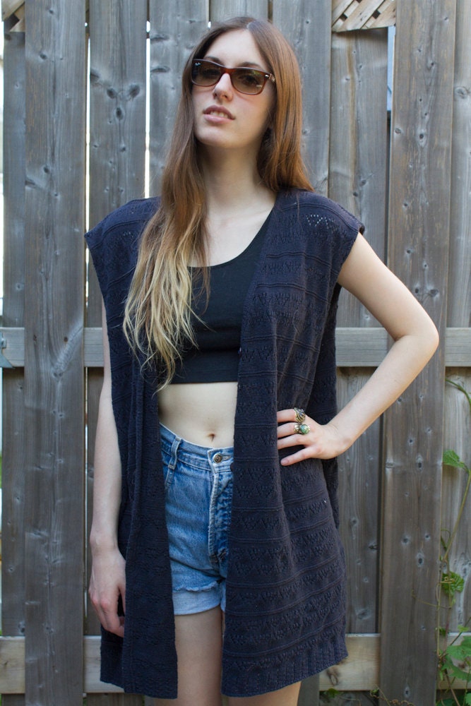 Vintage Sleeveless Marine Blue Vest