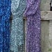 Knit Scarf Blue/Pink/ Green.Light.Spring/Summer.Ribbon Yarn.Fringed.Ladder.Stained Glass. Dressy. Gift.Ready to ship.