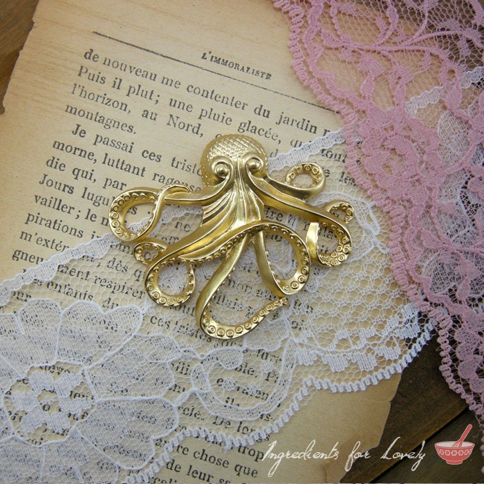 1 Pc Large Octopus Pendant Charm Matte Gold Charm Squid Pirate Charm Nautical Charm Vintage Style Pendant Charm Jewelry Supplies  J002