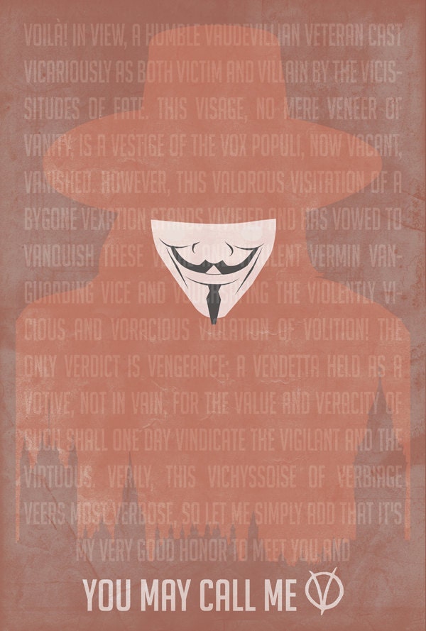 You May Call Me V 24x36 V for Vendetta Movie Poster