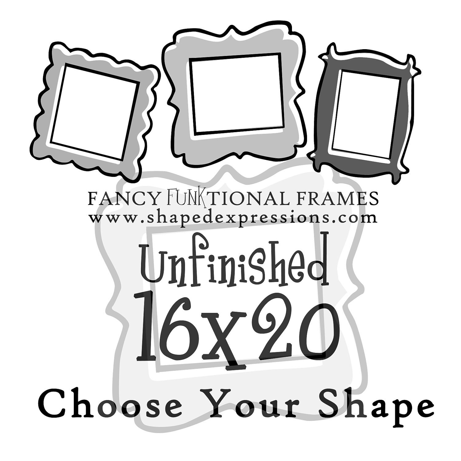 16x20 Whimsical Picture Frame Unfinished Choose Your Shape 16x20 Whimsical Picture Frame Unfinished Choose Your Shape Fotofuze