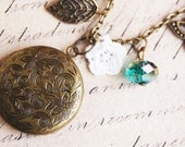Flowers and swirls - a floral vintage locket necklace