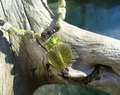 Green glass leaf necklace