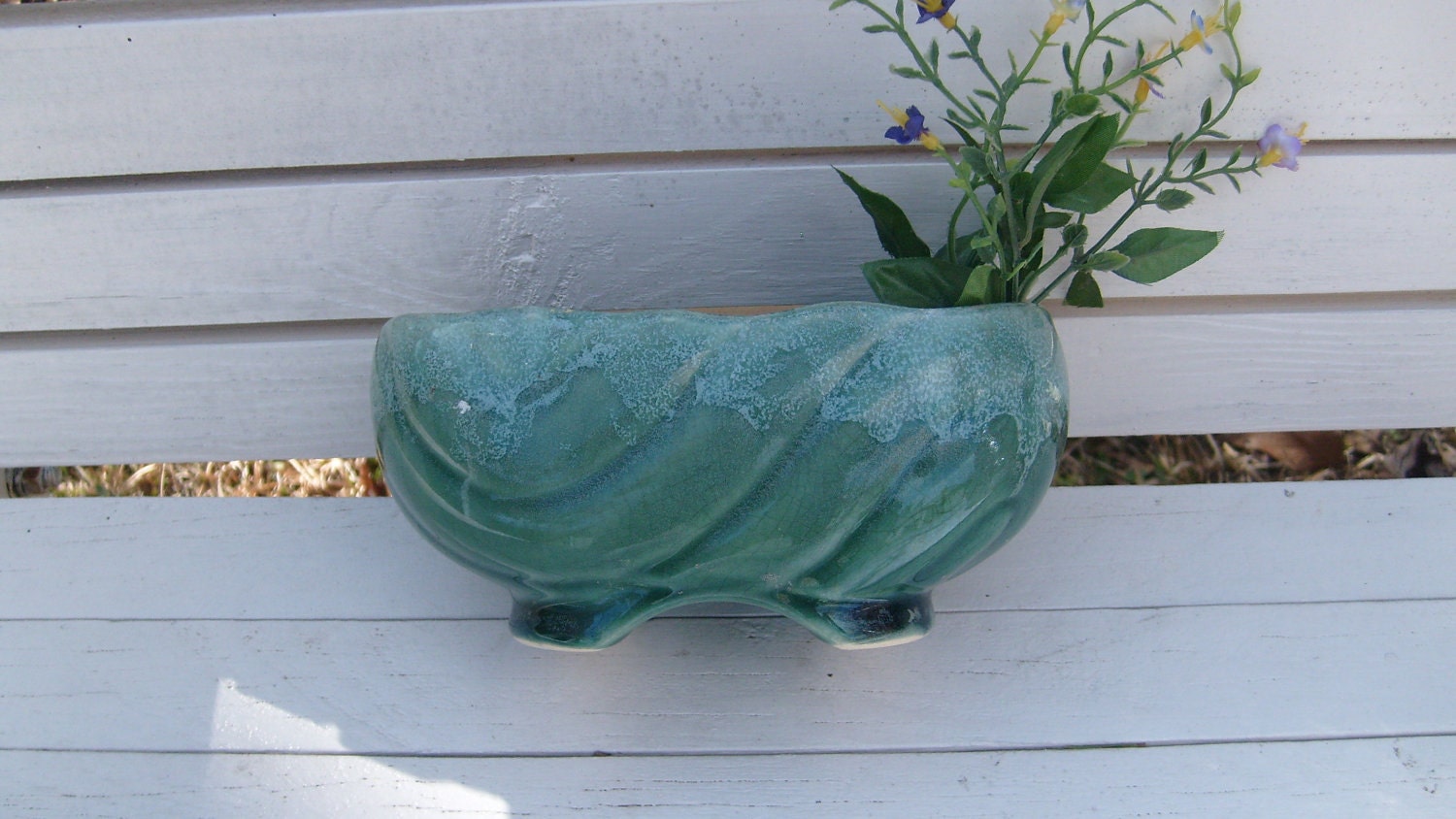 McCoy Green Drip Planter, Green Oval Flower Pot