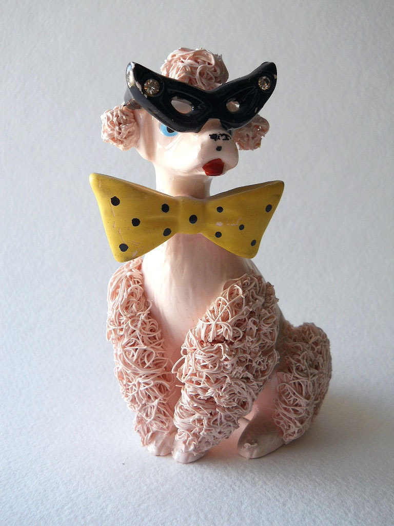 Vintage Pink Spaghetti Poodle 50's Figurine
