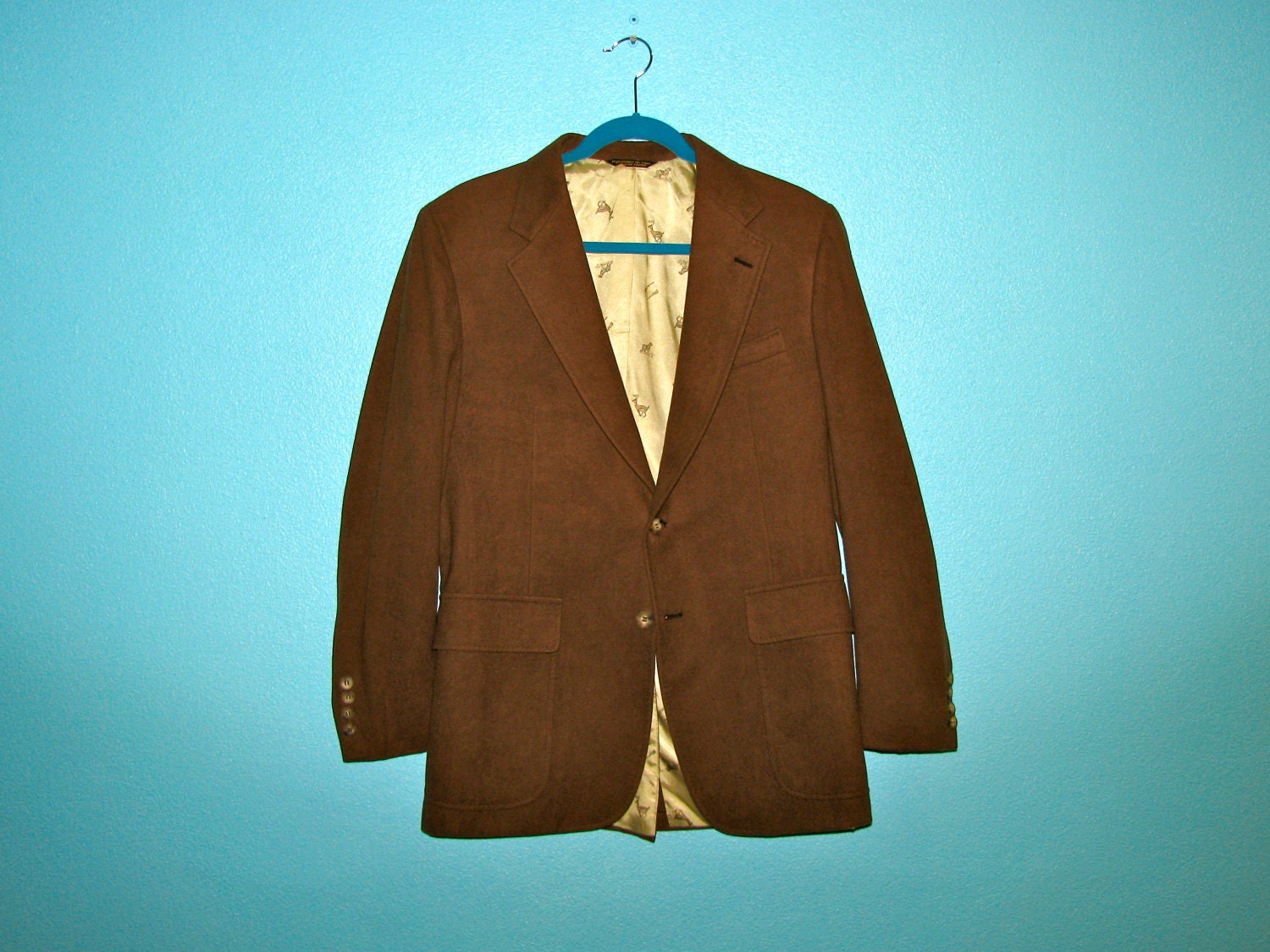 Vintage Blazer - Soft Brown Cricketeer Mens Sport Coat - Suede-like Feel Size 36-38