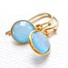 Blue Chalcedony Earrings Bezel Set in Gold Vermeil, Round Petite Gemstone Jewelry - Something Blue, Bridesmaid Set, ADPi