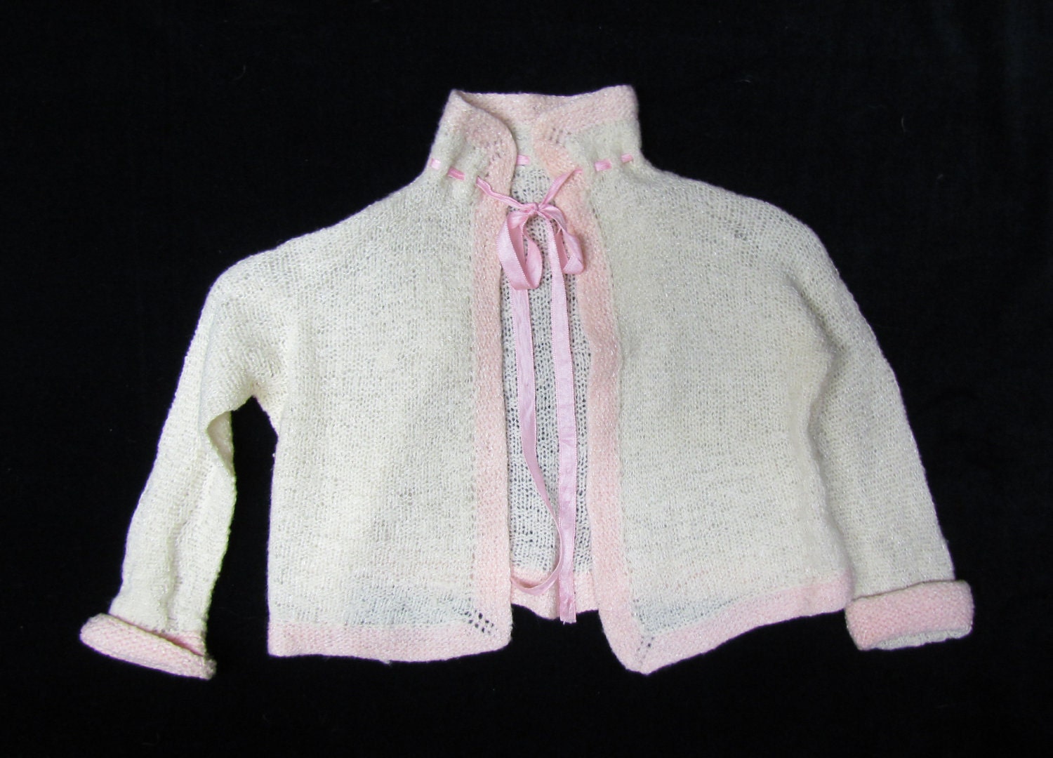 Vintage baby girl's knitted sweater - 1930's baby girl's knitted sacque