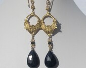BLUE TANGO - Large Genuine SAPPHIRE and Gold Filled Earrings