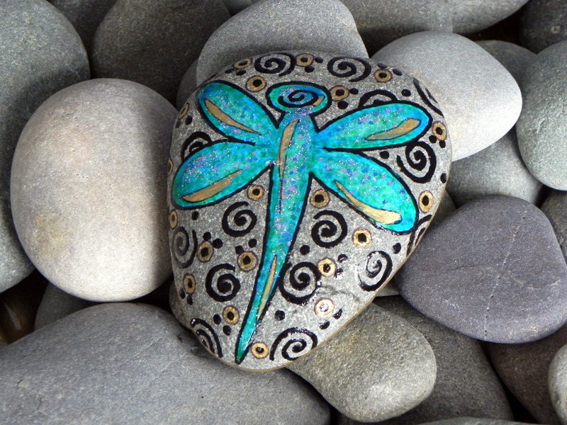Dragonfly Blessings / Painted Rock / Sandi Pike Foundas
