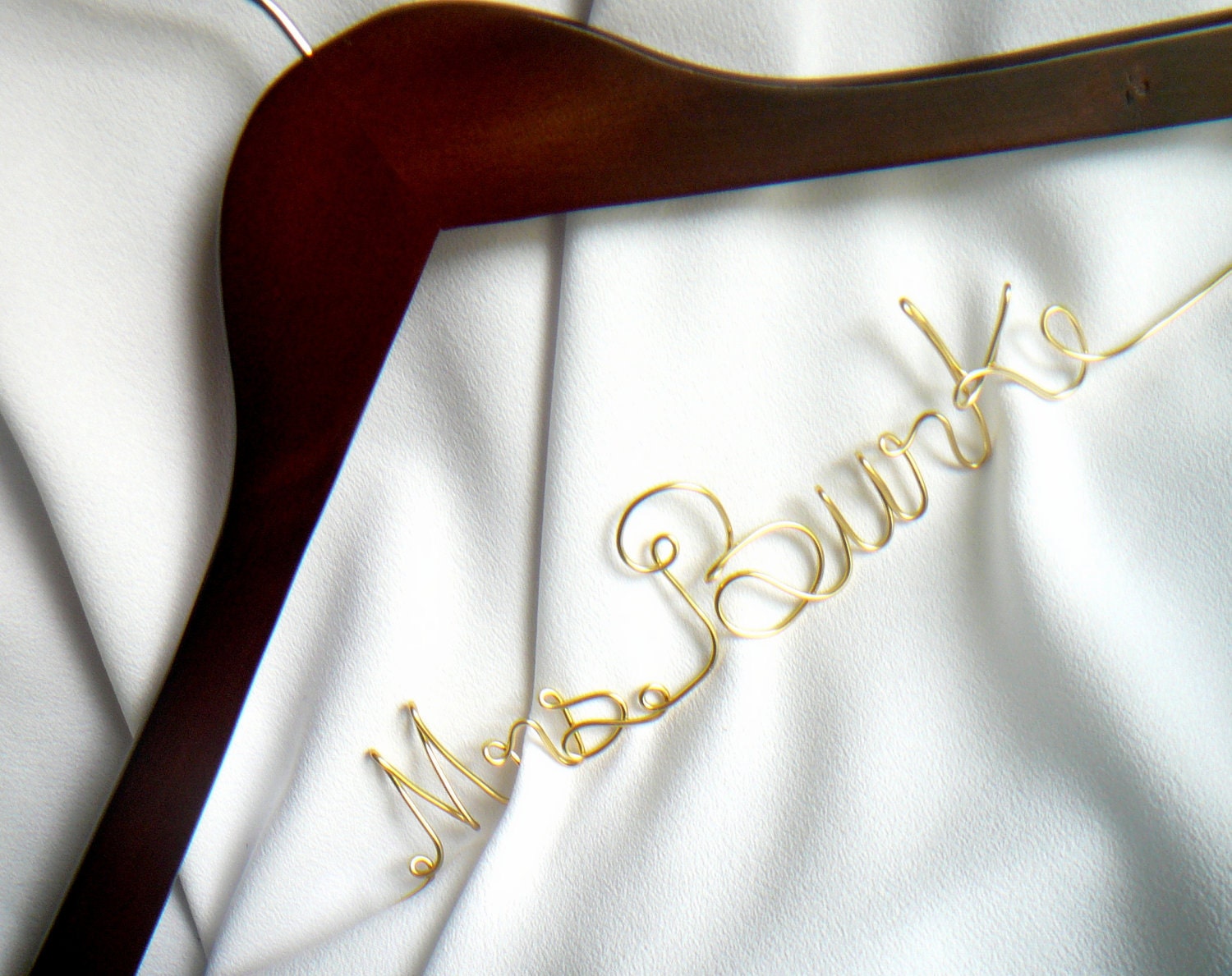 Wedding Hanger, Personalized Wire Name Hanger, Gold  Custom