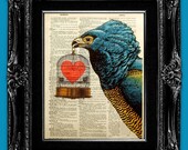 Anniversary gift Wedding Valentine Gift Love Art Print / ORIGINAL ARTWORK Hand- painted Dictionary print art / Heart Art Print / Love Lock