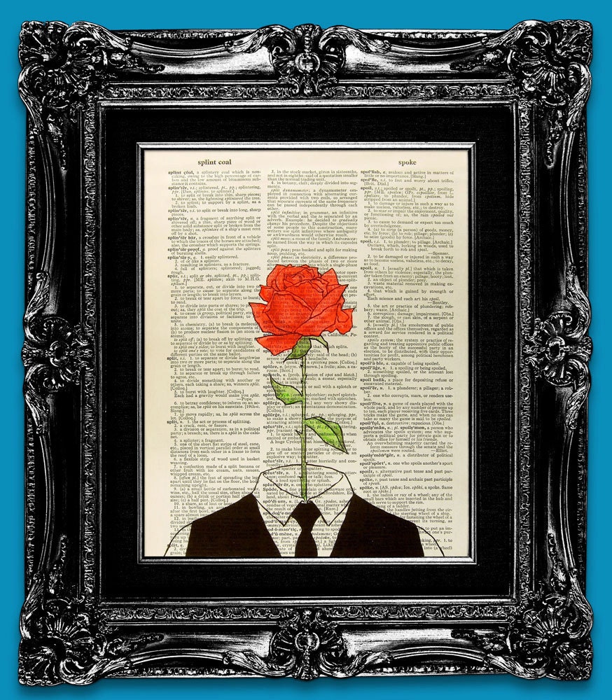 LOVE Art Print, Dictionary Print, Poster, Unique Anniversary Gift Idea First ANNIVERSARY Gift, BIRTHDAY Gift for Wife Her Woman, I am a Rose