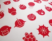Animal Alphabet A3 Screenprint in Red by hello DODO
