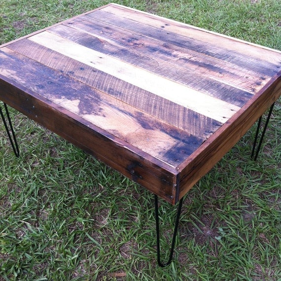 Items similar to Reclaimed Barnwood Wood Coffee Table with steel