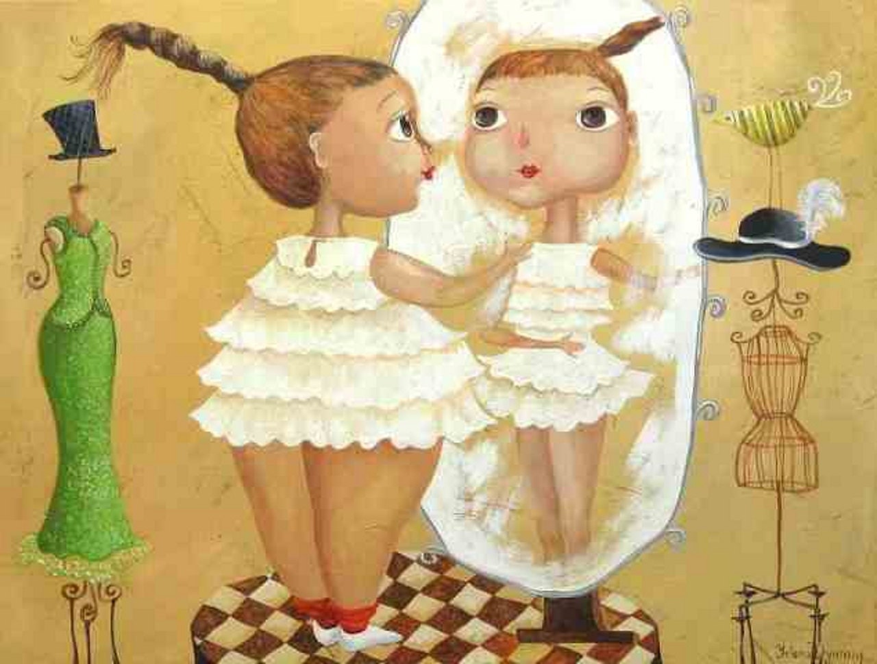GIRLS poster from artist print and poster prints for kids - 16x20" Look alike - quality reproduction of Yelena Dyumin original painting