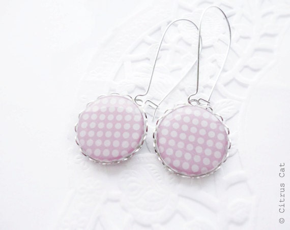 SALE - Pastel pink polka dots earrings