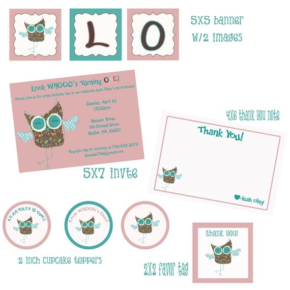 Owl Baby Shower/Birthday Party Package-Print your own Il_570xn