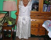 Vintage 1920's Beaded Ivory Flapper Dress Creme Silk Charmeuse Tea Gown 20's Bridal Gown Great Gatsby