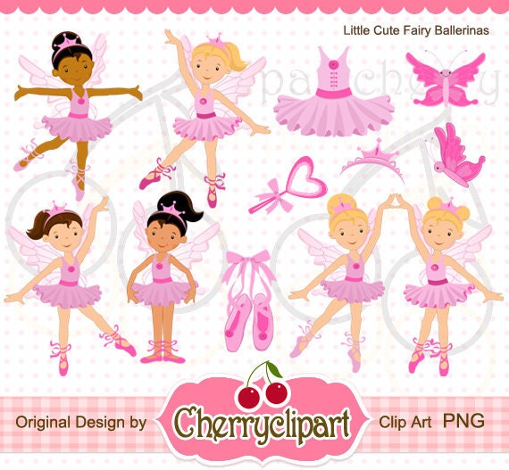 Little Cute Fairy Ballerina Digital Clipart Set for-Personal and Commercial Use-paper crafts,card making,scrapbooking,and web design
