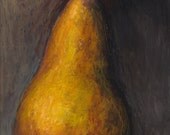 Giclee, Archival, Matted Print of an Original Oil Pastel Painting of a Pear