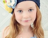 Girls Crochet Flower Beret Hat - Spring Hat - Photography Prop