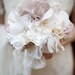 Fabric bridal bouquet, Rustic chic weddings, Fabric flower bouquet, Cotton magnolias, Lace flowers bouquet, Medium sized bouquet