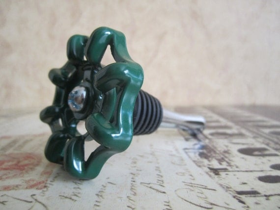 Wine Bottle Stopper - Green Wheel Valve Handle Wine Stopper