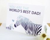 Father's Day Card - World's Best Dad - Zebra Ombre Design - PRINTABLE FILE - Father Gift - by Luvalexa