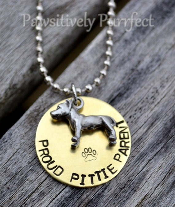 Proud Pittie Parent Handstamped Necklace