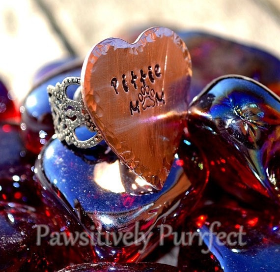Pittie Mom Handstamped Ring