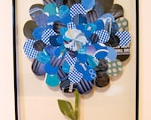 Blue Paper Collage Flower, 11x14