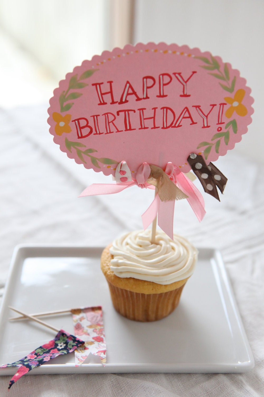 sweet pink birthday cake topper