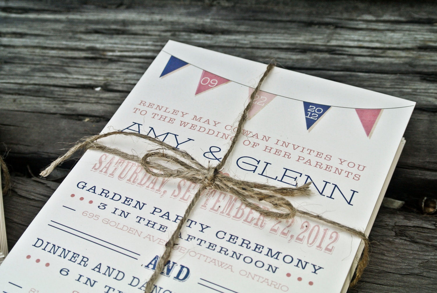 Wedding Invitation: Rustic and Modern Flag Banner