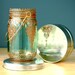 Aqua Mason Jar Lantern with Moroccan Styled Copper Detailing
