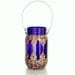 Hand Painted Mason Jar Lantern, Royal Purple Glass with Golden Detailing